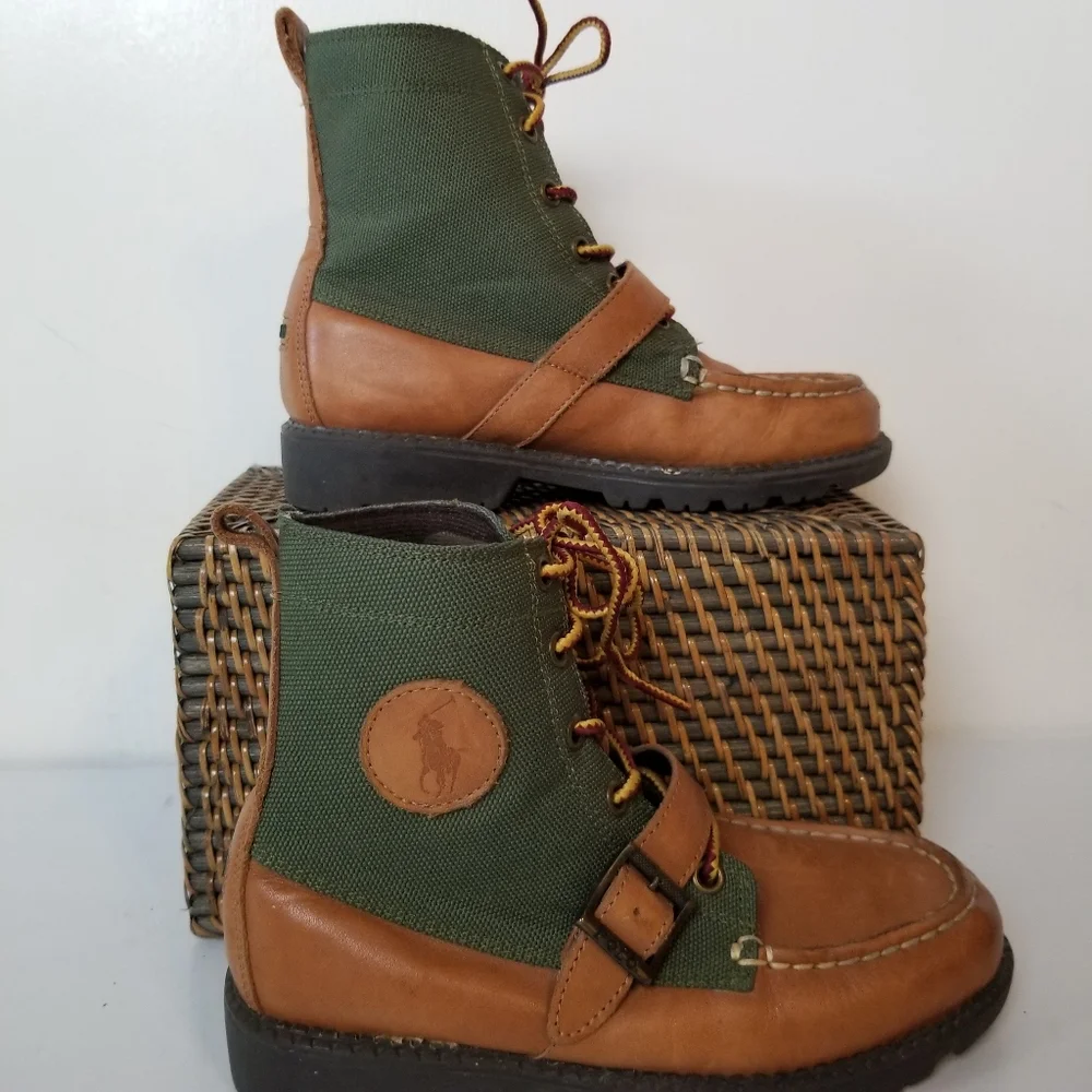 Polo Ralph Lauren Ranger Hi II Leather Textile Lace-Up Buckle Outdoor Boot